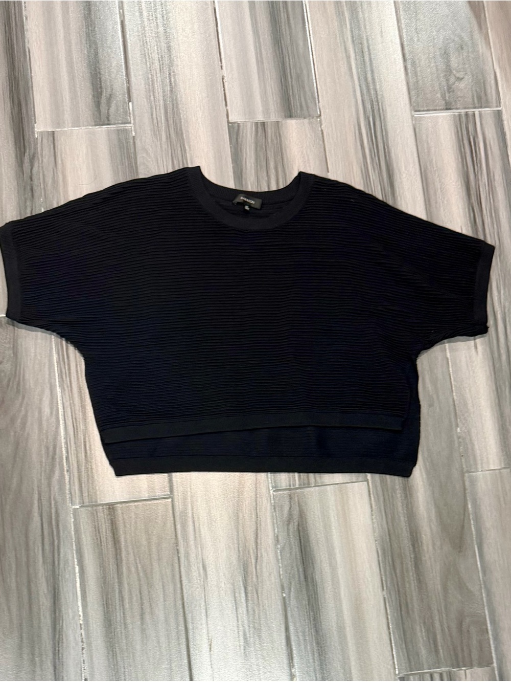 Babaton Boxy Ribbed Crop Top - Black